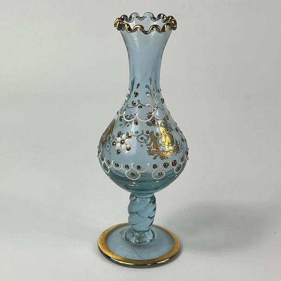 Venetian Murano Signed Bud Vase 24kt Gold 7" Hand Painted Mouthblown Fine Art - Picture 3 of 16